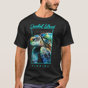 Camiseta Sanibel Island Florida Watercolor Sea Turtle Porte