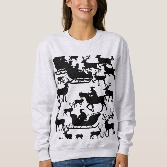 Camiseta Santa and deer chrismas sweat-shirt for ladies  (Frente)