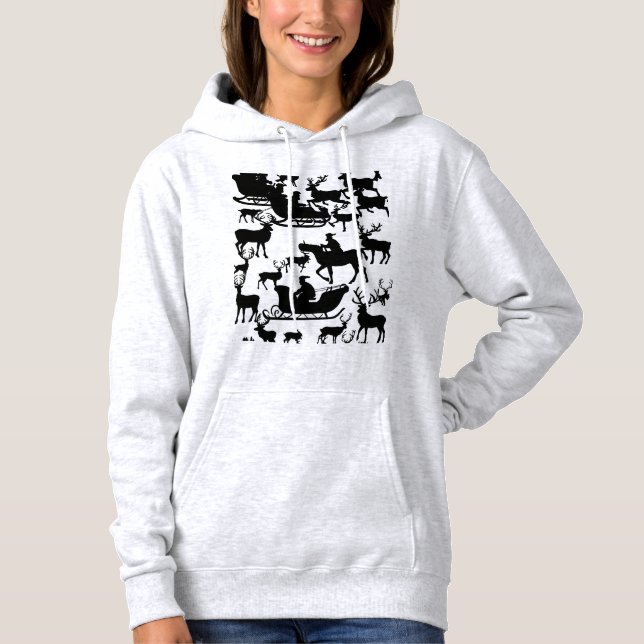 Camiseta Santa and deer chrismas sweat-shirt for ladies  (Frente)