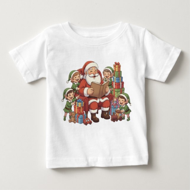 Camiseta Santa and His Elves – Cute Christmas Illustration  (Frente)