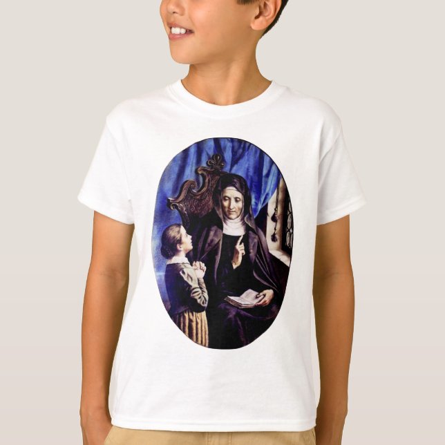 Camiseta Santa Ângela Mérici Padroeira dos Educadores e  (Frente)