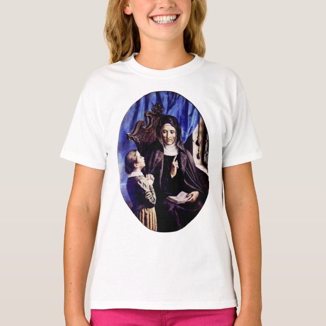 Camiseta Santa Ângela Merici Padroeira dos Educadores e  (Frente)