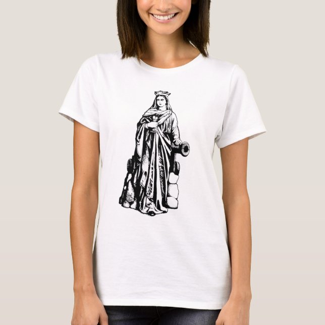 Camiseta Santa Bárbara a Grande Mártir Arte Gráfico Sagrado (Frente)