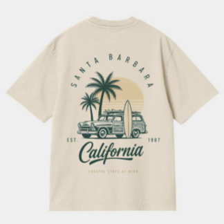 Camiseta Santa Barbara Califórnia Estação de Surf Vintage W