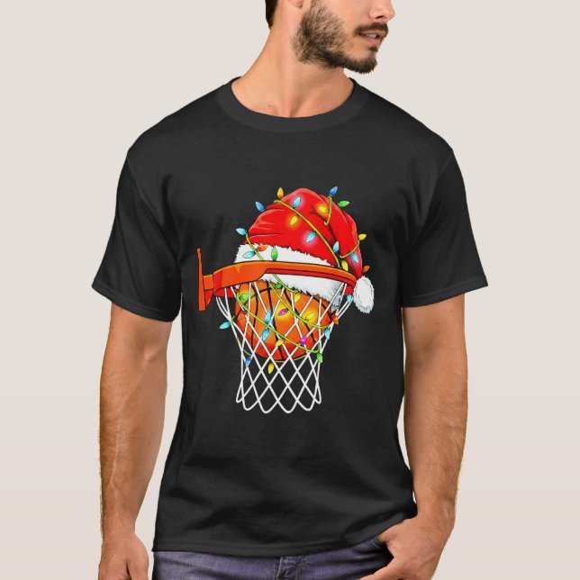 Camiseta Santa Basketball Dunk Christmas Srts For Boys Girl (Frente)