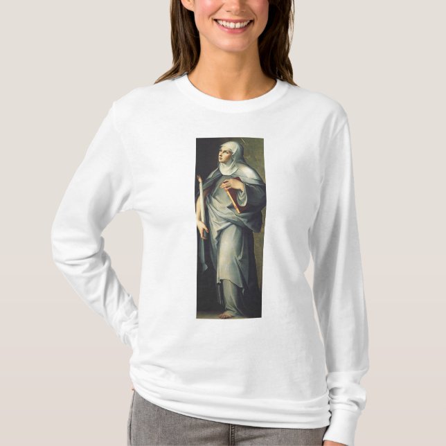 Camiseta Santa Brígida da Suécia Mística Medieval (Frente)