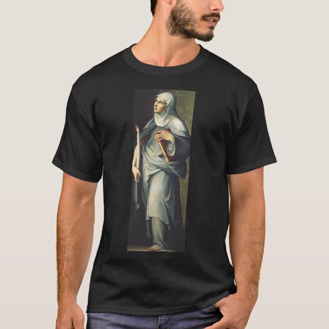Camiseta Santa Brígida da Suécia Mística Medieval (Frente)