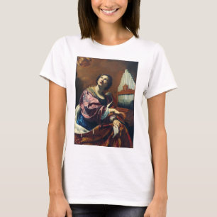 Camiseta Santa Cecília por Simon Vouet Arte Fina Decoração