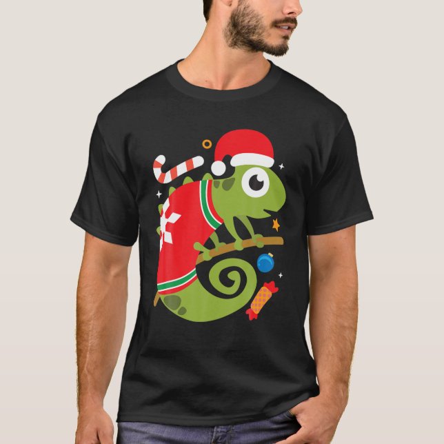 Camiseta Santa Chameleon Funny Cool Christmas Gift (Frente)