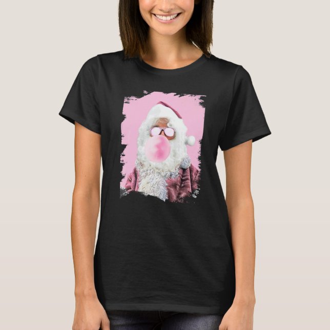 Camiseta Santa Chewing Pink Bubble Gum Christmas (Frente)