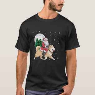 Camiseta Santa Claus Andando Cachorro Samoyed Engraçado Tre