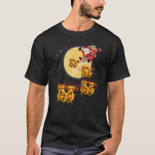 Camiseta Santa Claus Andando Dachshund Reindeer Natal