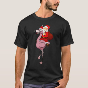 Camiseta Santa Claus Andando Flamingo Natal Crianças do Paj