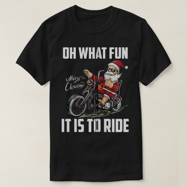 Camiseta Santa Claus Andando Motocicleta Legal Biker Chri (Frente do Design)