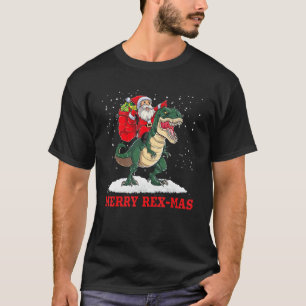 Camiseta Santa Claus Andando T Rex Dinosaur