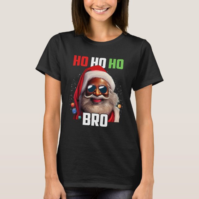 Camiseta Santa Claus Black Afro African American Ho Ho Ho C (Frente)