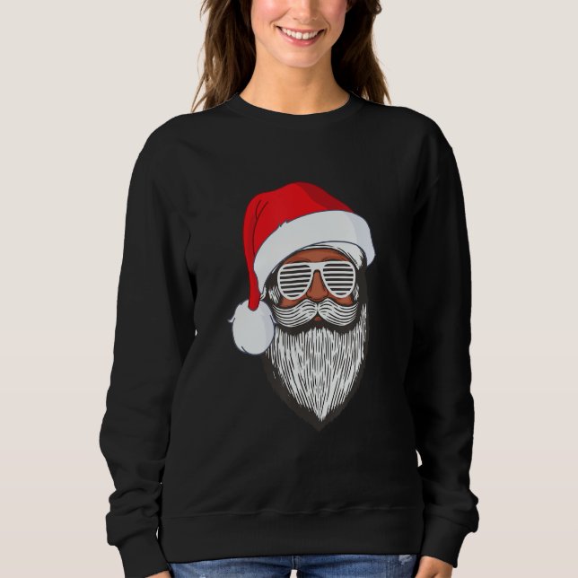 Camiseta Santa Claus Black Xmas Santa Afro African American (Frente)