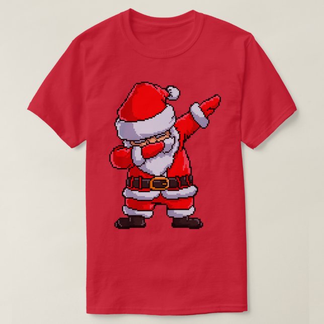 Camiseta Santa Claus Dabbing Pixel Art Dab Dance de Natal (Frente do Design)