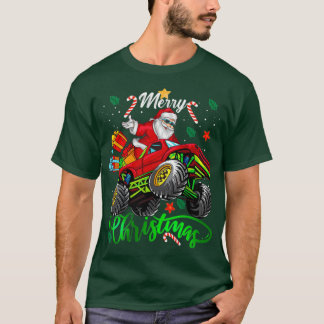 Camiseta Santa Claus Feliz Caminhão de Natal Andando Monstr