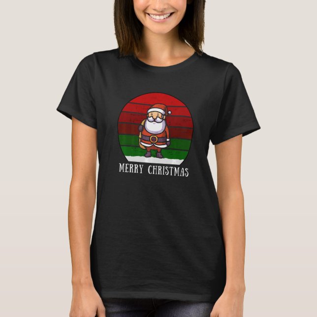 Camiseta Santa Claus Feliz Natal XMas Vintage Retro (Frente)