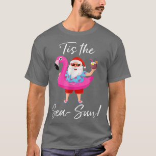 Camiseta Santa Claus Flamingo Float Este é o Natal Sea-Sun