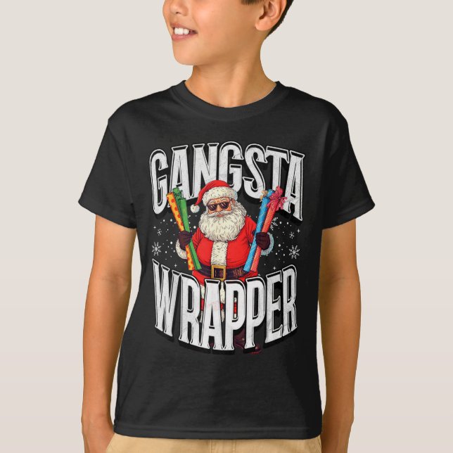 Camiseta Santa Claus Gangsta Wrapper Funny Christmas  (Frente)