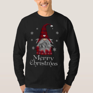 Camiseta Santa Claus Garden Gnomo Feliz Xadrez de Natal