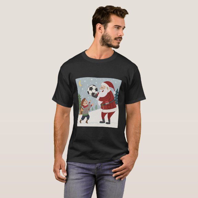Camiseta Santa Claus handing out a soccer ball (Frente Completa)