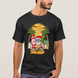 Camiseta Santa Claus Hawaiian Sunglass Vacsing Beach Vin