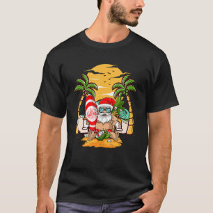 Camiseta Santa Claus Hawaiian Sunglass Vacsing Beach Vin