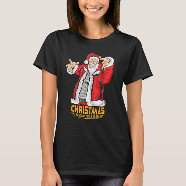 Camiseta Santa Claus Hip Hop DJ Music Xmas Pajama Christmas (Frente)