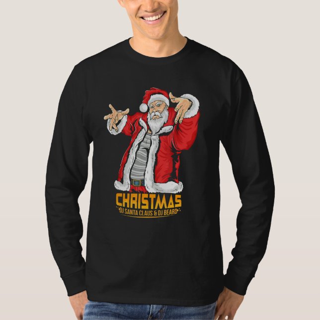 Camiseta Santa Claus Hip Hop DJ Music Xmas Pajama Christmas (Frente)