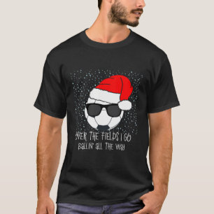 Camiseta Santa Claus Hoccer Bola de Futebol Vidros de Sol N