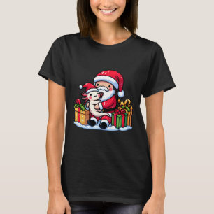 Camiseta Santa Claus Hugs Axolotl Natal Família Pajama M