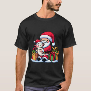 Camiseta Santa Claus Hugs Axolotl Natal Família Pajama M