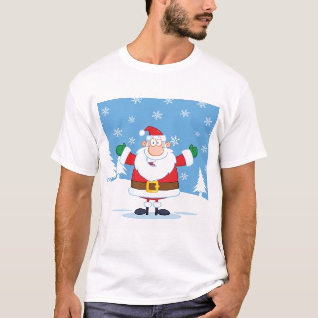 Camiseta Santa Claus in Snowy Winter Scene (Frente)