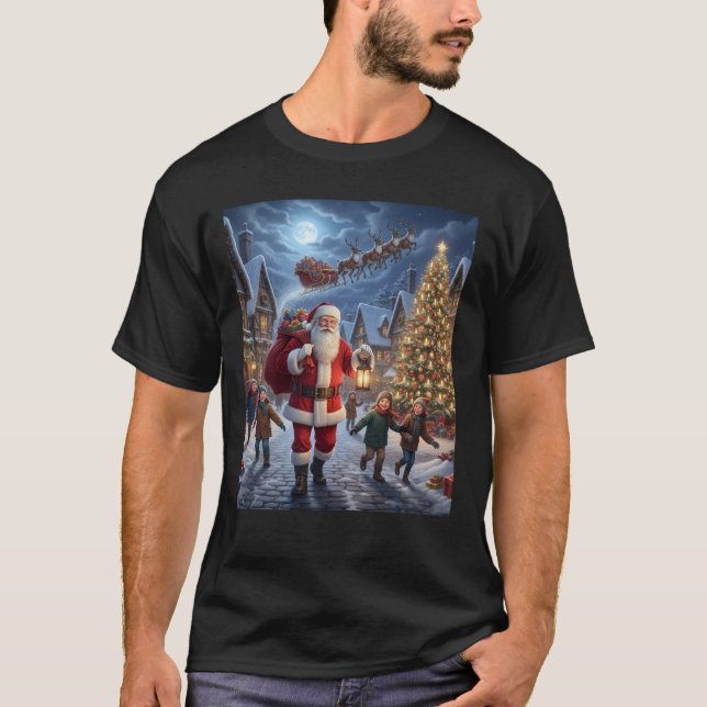 Camiseta Santa Claus is giving gifts (Frente)