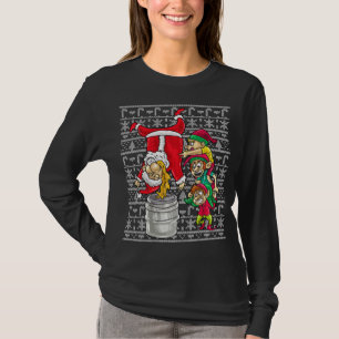 Camiseta Santa Claus Keg Stand Beer Elves Bebendo Humor Ch
