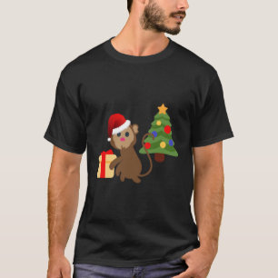 Camiseta Santa Claus Monkey Emoji Para O Natal