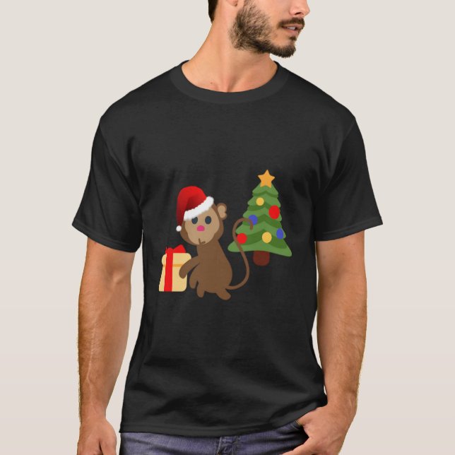Camiseta Santa Claus Monkey Emoji Para O Natal (Frente)