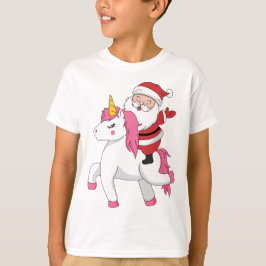 Camiseta santa claus montando unicórnio