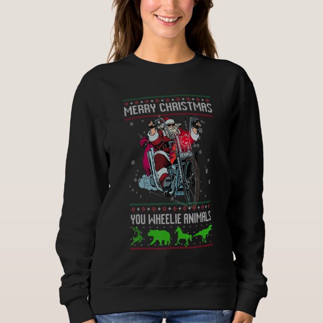 Camiseta Santa Claus Motorcycle Merry Christmas Biker Rider (Frente)