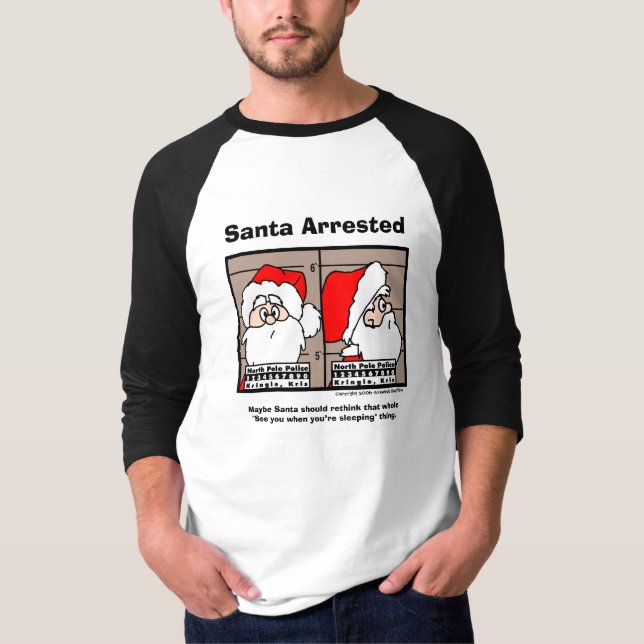 Camiseta Santa Claus Mug Shot Basic Raglan (Frente)