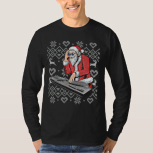 Camiseta Santa Claus Music DJ Ugly Christmas Tacky Xmas