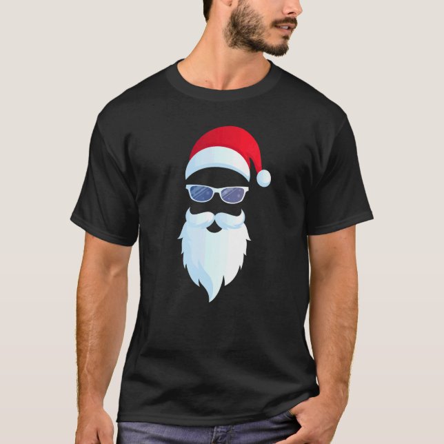 Camiseta Santa Claus Óculos de sol Hipster Mens de Natal (Frente)