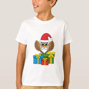 Camiseta Santa Claus Owl com Presentes