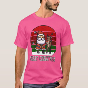 Camiseta Santa Claus Reindeer Feliz Natal XMas Vintage