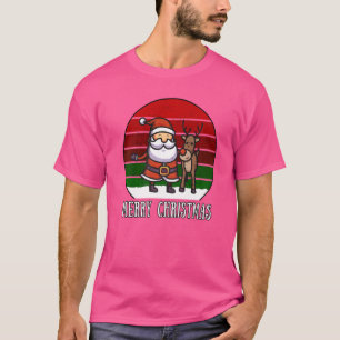 Camiseta Santa Claus Reindeer Feliz Natal XMas Vintage