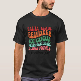 Camiseta Santa Claus Reindeer Quente Cacau Luzes De Natal H