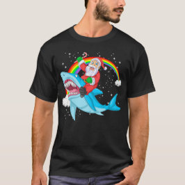 Camiseta santa claus riding shark christmas